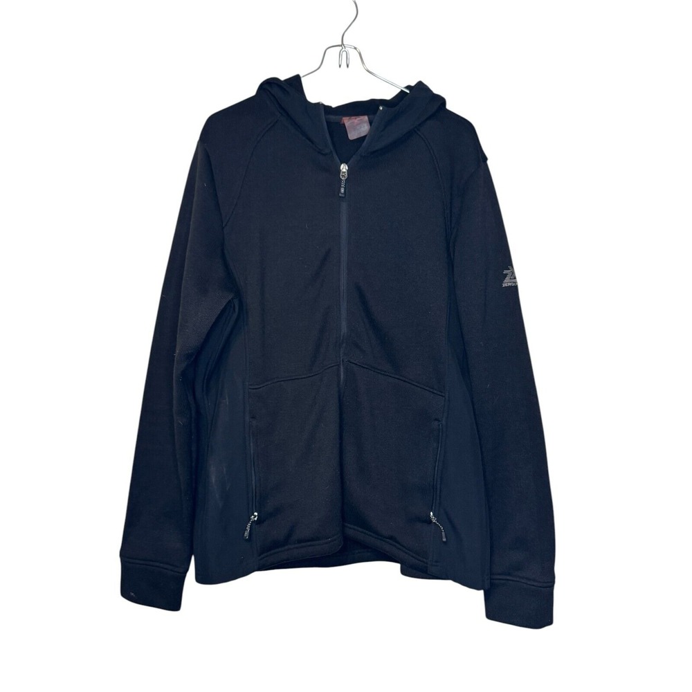 ZeroXposur Men Sweater Full Zip Hooded Zipper Pocket Long Sleeve Black Size‎ XL